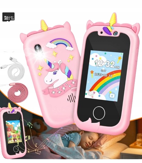 Telefon zabawkowy różowy z aparatami, grami i muzyką dla dzieci 3+