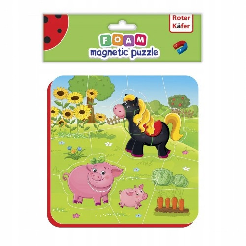 Piankowe Puzzle dla 5 LATKA Magnetyczne Koń Świnki PIĘKNIE WYKONANE SUPER