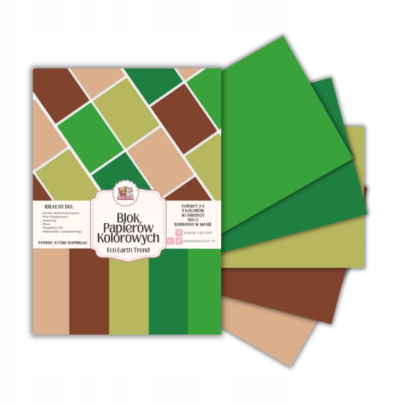 Papier kolorowy A4 MaDam Creative 10 arkuszy 180 g/m²