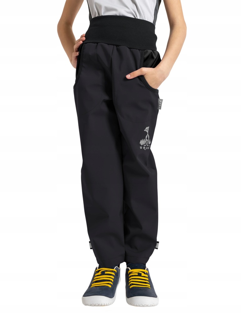 Dziecięce spodnie softshell bez ocieplenia Basic, Czarny 98/104