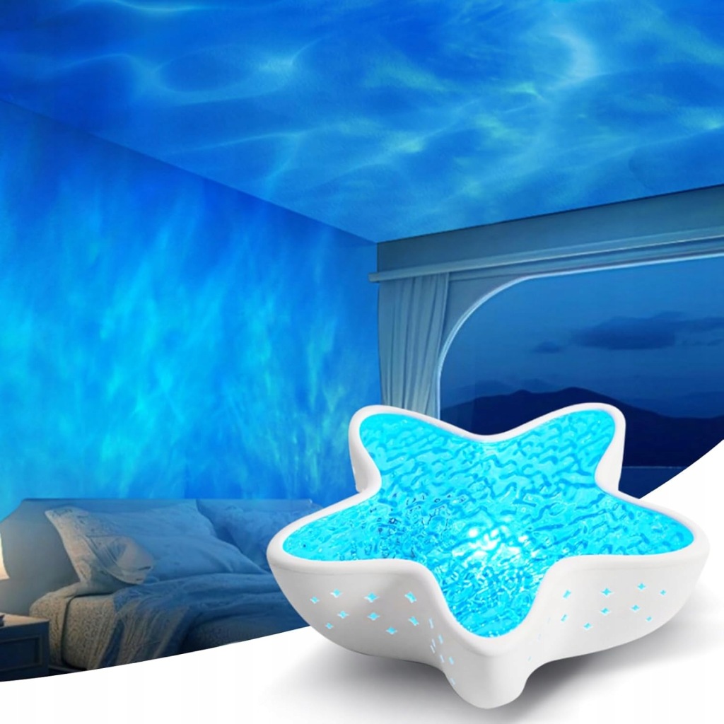 Lampa LED Projektor Gwiazda Morska 7 Kolorów – 1200mAh