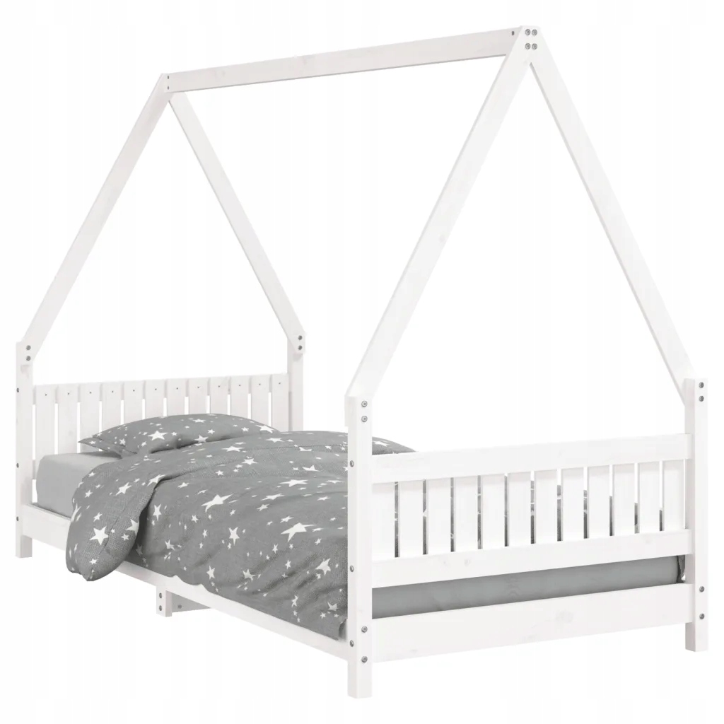 Lite drewno sosnowe łóżko dziecięce 205,5x95,5x146cm białe