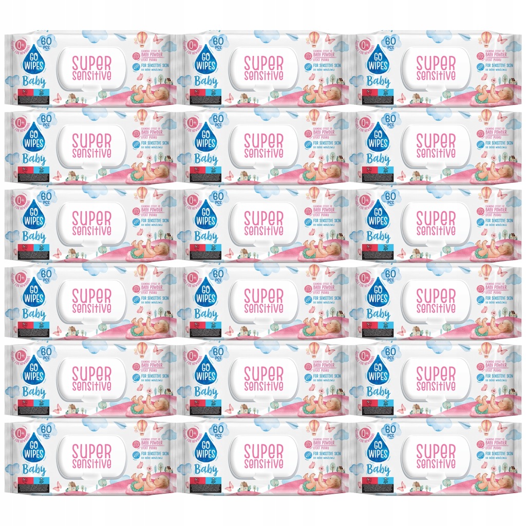 GoWipes Super Sensitive Baby chusteczki nawilżane 18 x 60 szt.