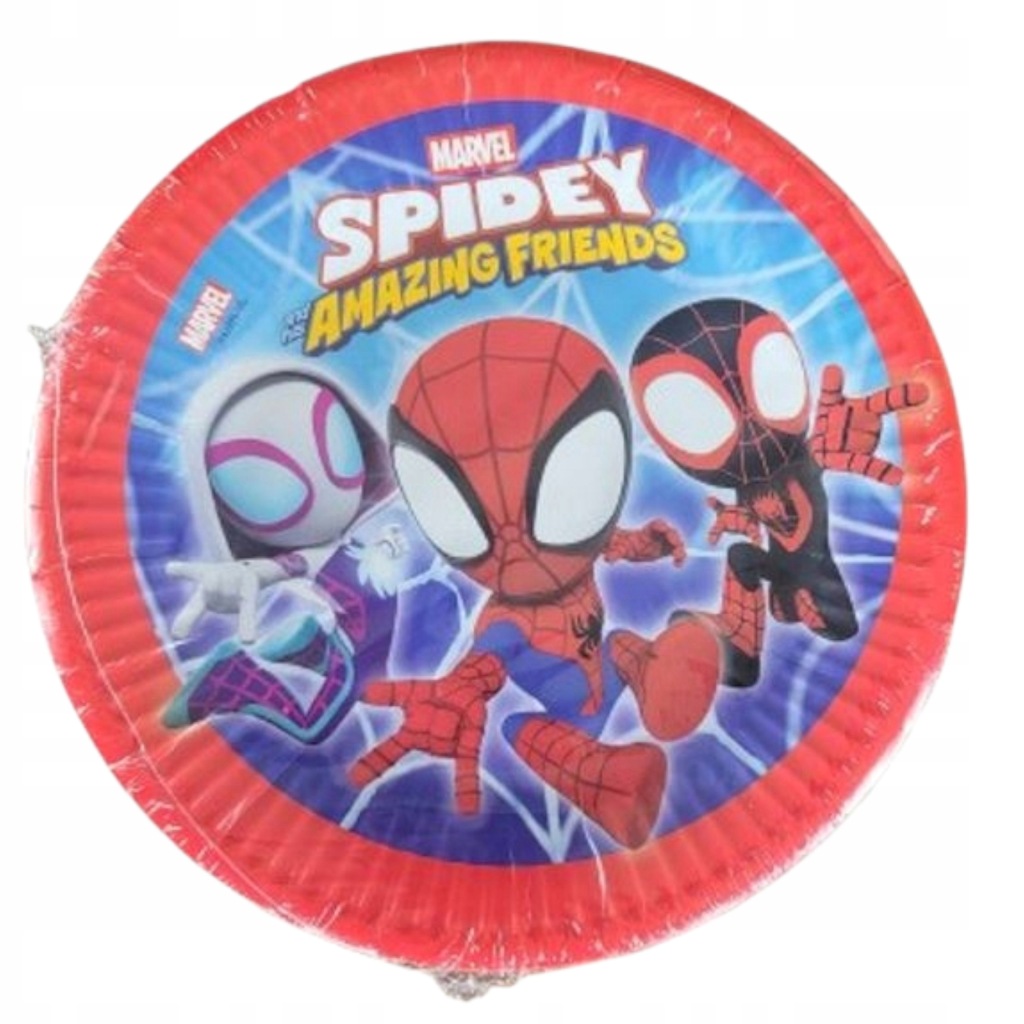 TALERZYKI PAPIEROWE SPIDEY 12 SZT. 19,5 CM JEDNORAZOWE IMPREZA URODZINY