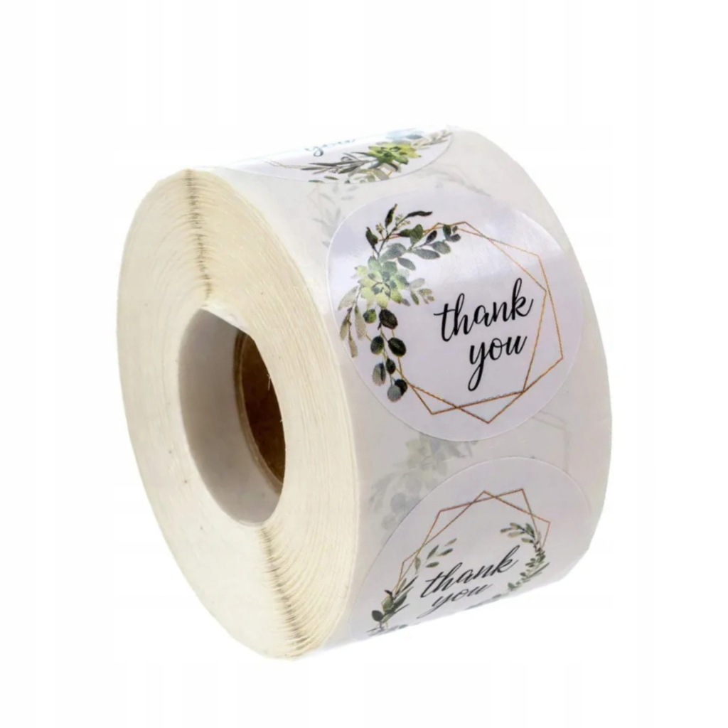 ETYKIETY NAKLEJKI THANK YOU DZIĘKUJĘ 500 SZTUK URODZINY WESELE 2.5 CM