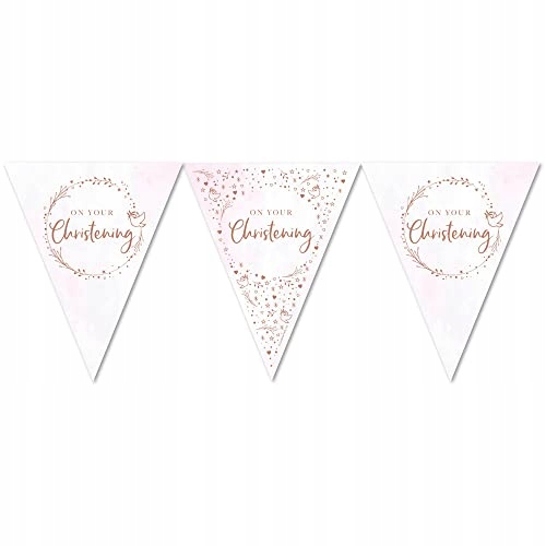 Pink On Your Christening Paper Flag Bunting Foil Stamped