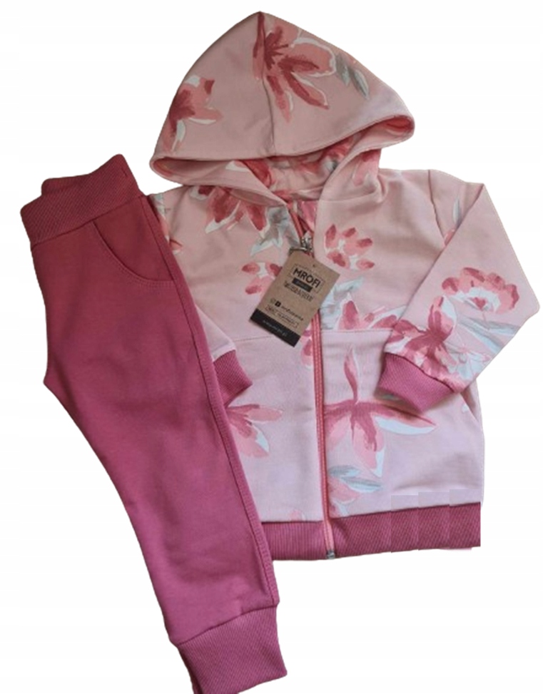 Dres bawełniany dziewczęcy bluza i spodnie dresowe MROFI Magnolia 92