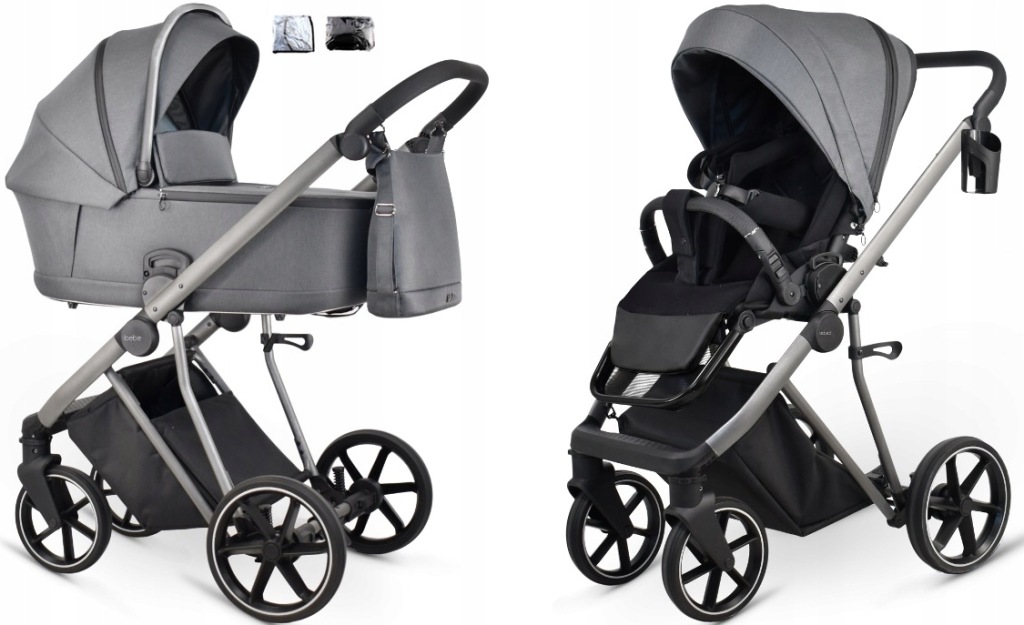 IBEBE Next2 wózek dziecięcy 2w1 akcesoria - kolor NE3 gray