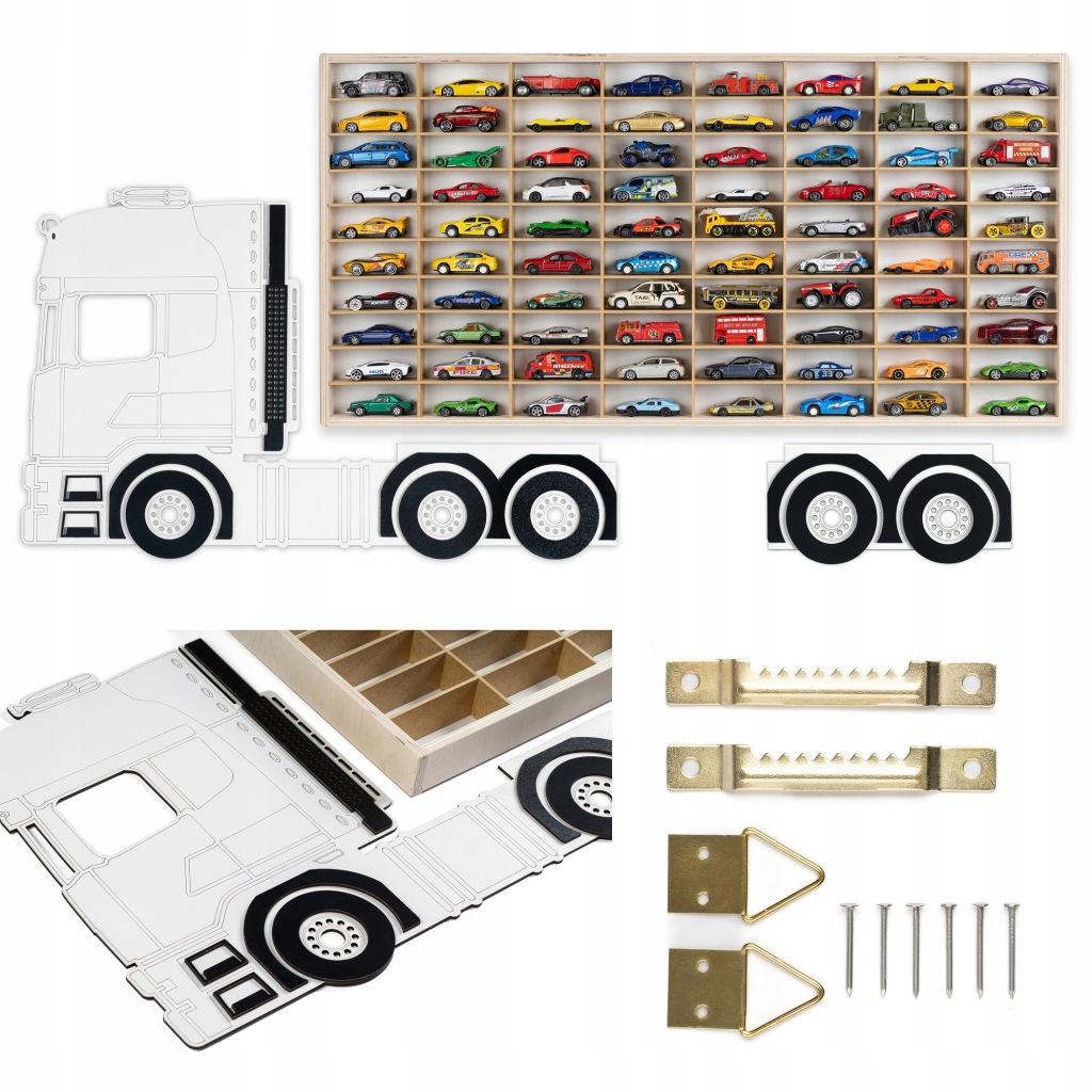 PÓŁKA NA RESORAKI HOT WHEELS SAMOCHODZIKI 80 MIEJSC NA AUTKA ORGANIZER TIR