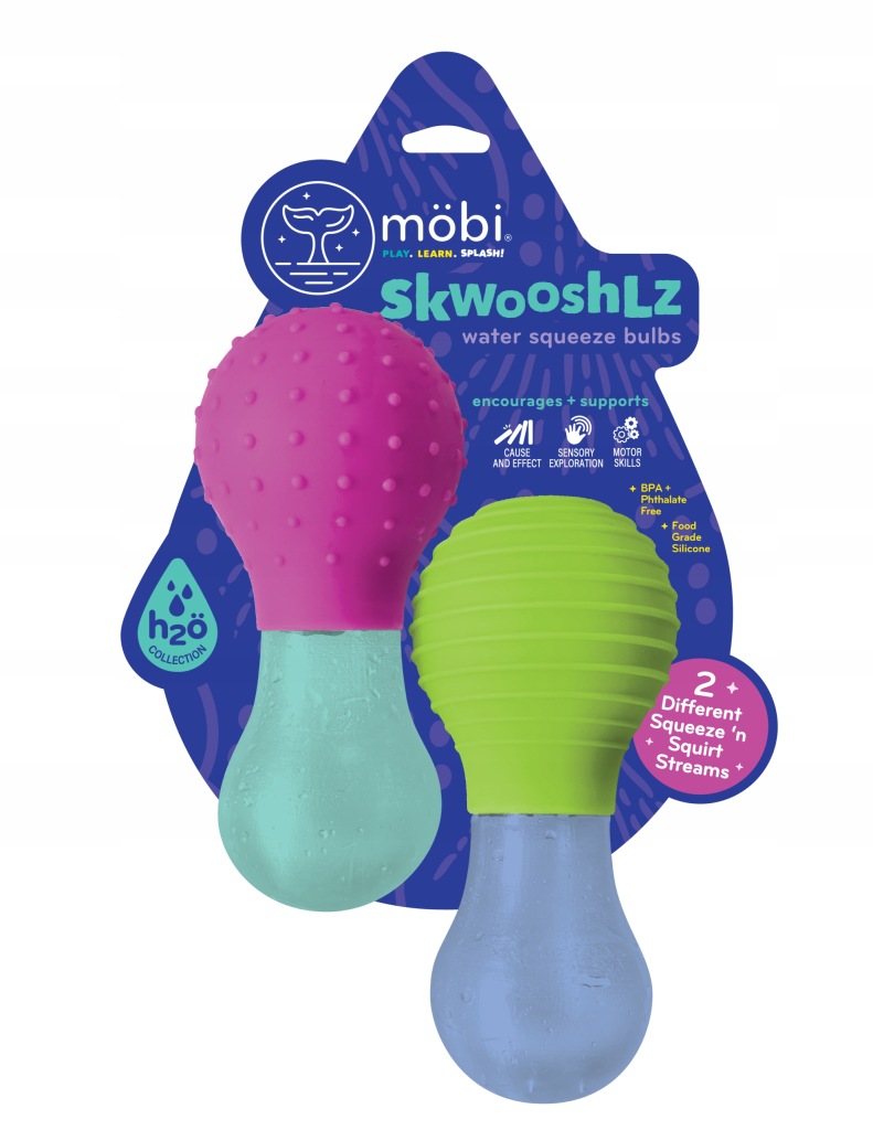 Bańki Wodne Skwooshlz Mobi Faktury Nakrętki Miękkie Sensoryczne Zestaw 2szt