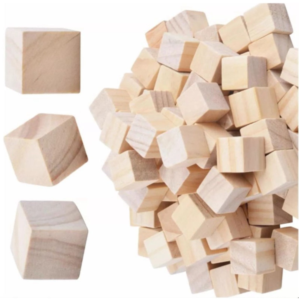 Ekologiczne Drewniane Kostki 2cm do Rękodzieła DIY - 100 sztuk - Szlifowane
