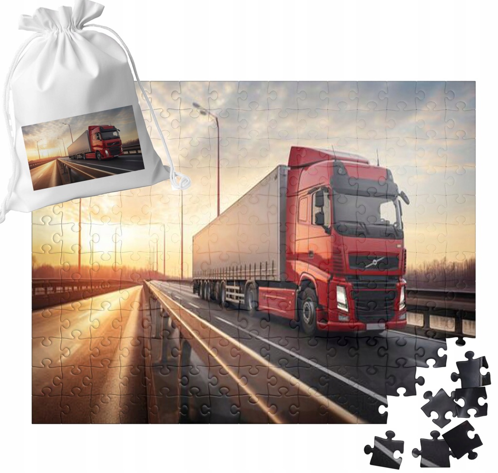 PUZZLE - TIR CIĘŻARÓWKA TRUCK POJAZDY PREZENT POD CHOINKĘ 252el + WORECZEK