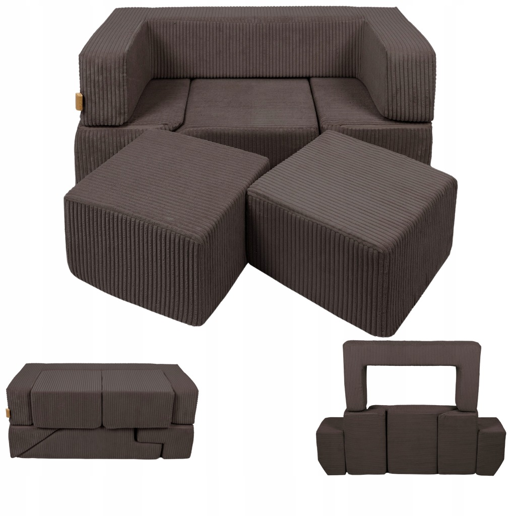 Sofa MeowBaby SOFA DZIECIĘCA ŁÓŻKO PLAC ZABAW 100 x 35 cm sztruks brązowy