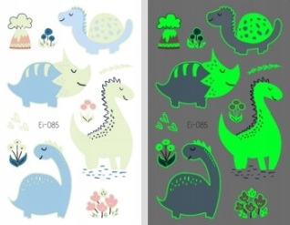 Tatuaże zmywalne dla dzieci ŚWIECĄCE DINOZAURY I085