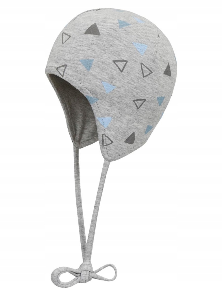 Niemowlęca czapka z wiązaniem w niebieskie trójkąty Doll, r. 39