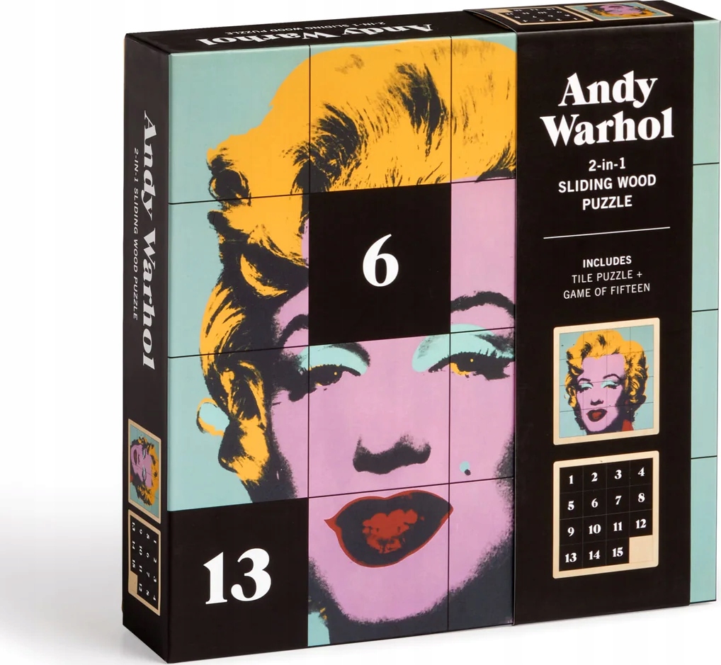 GALISON Drewniane puzzle przesuwne Andy Warhol: Marilyn 2w1 (16 elementów)