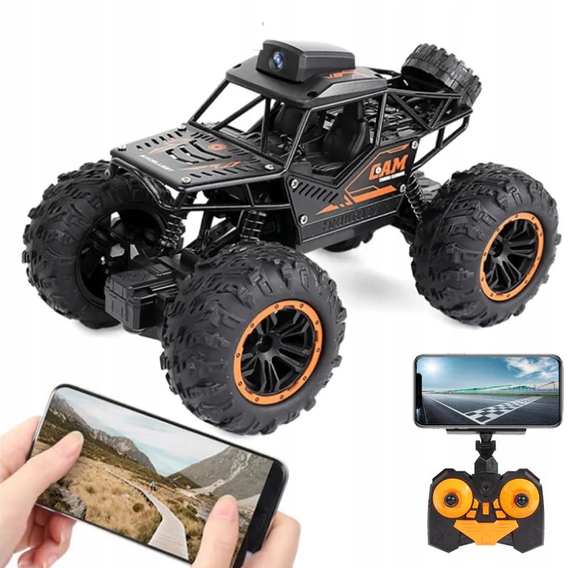 SAMOCHÓD Z KAMERĄ WiFi 4WD ZDALNIE STEROWANY 4X4 PILOT APLIKACJA TERENOWY