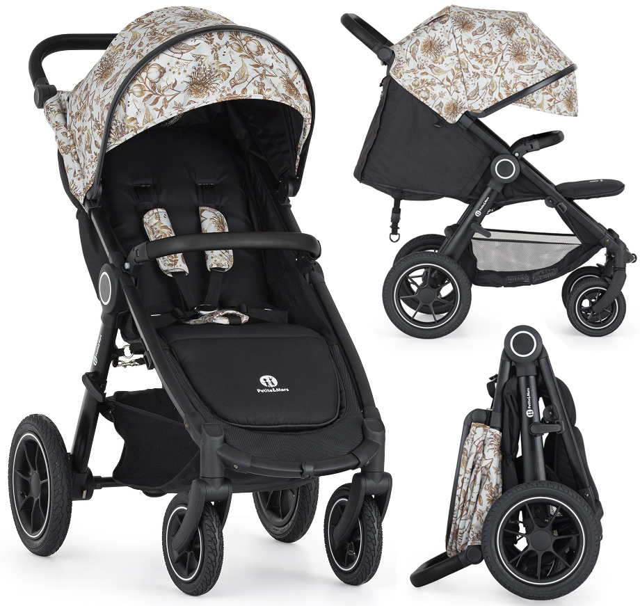 WÓZEK SPACEROWY PetiteMars Street 2 AIR STELAŻ BLACK Limited ELEGANT BIRDS