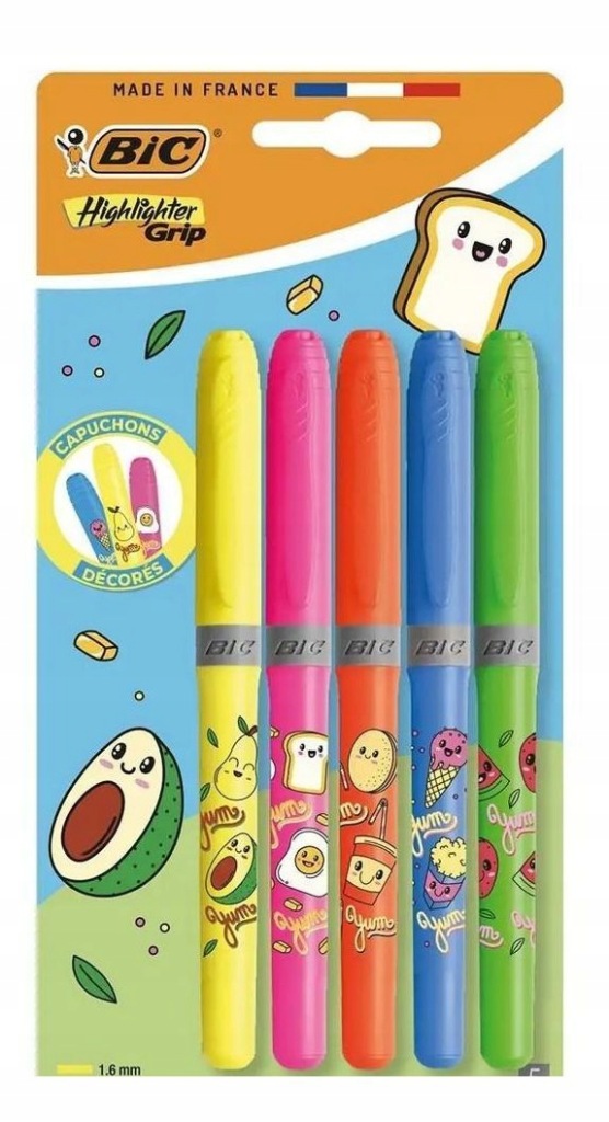 ZAKREŚLACZ GRIP NEON KAWAII MIX 5SZT