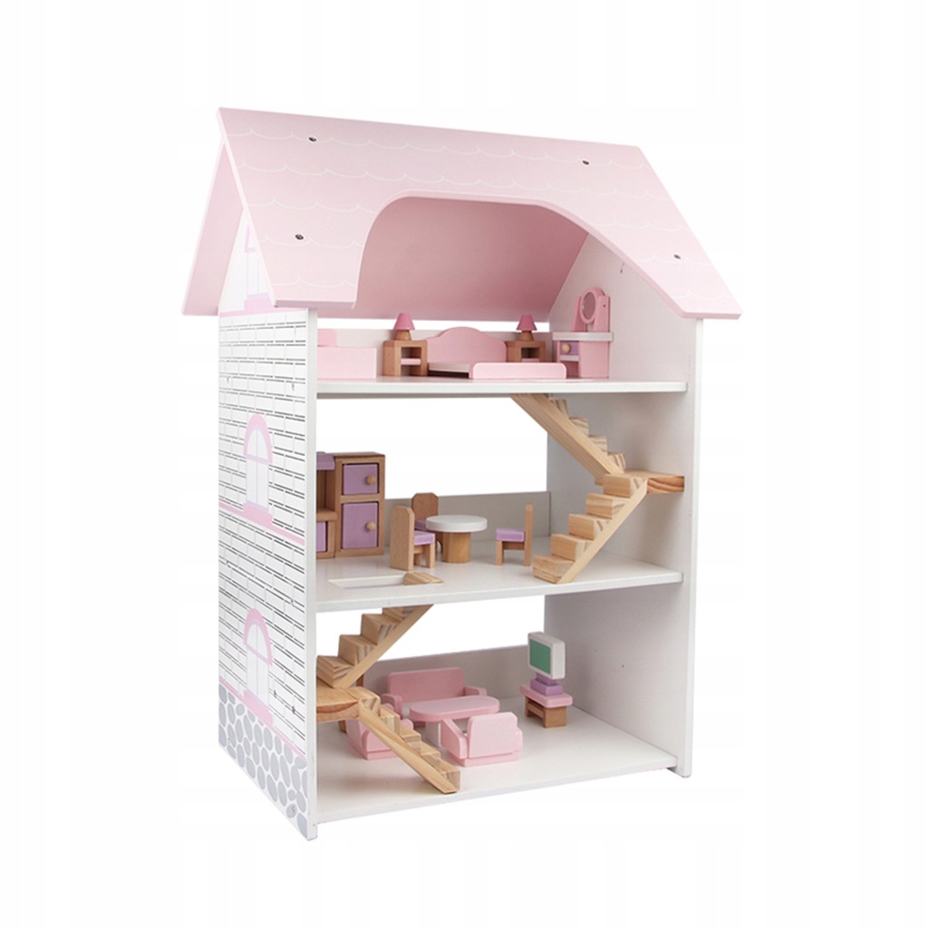 Domek dla lalek Aga4Kids Domek drewniany dla lalek 66 cm