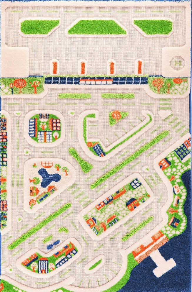 MIASTO PORTOWE - Niebieski Dywan 3D dla Dzieci 100x150 cm IVI Carpets