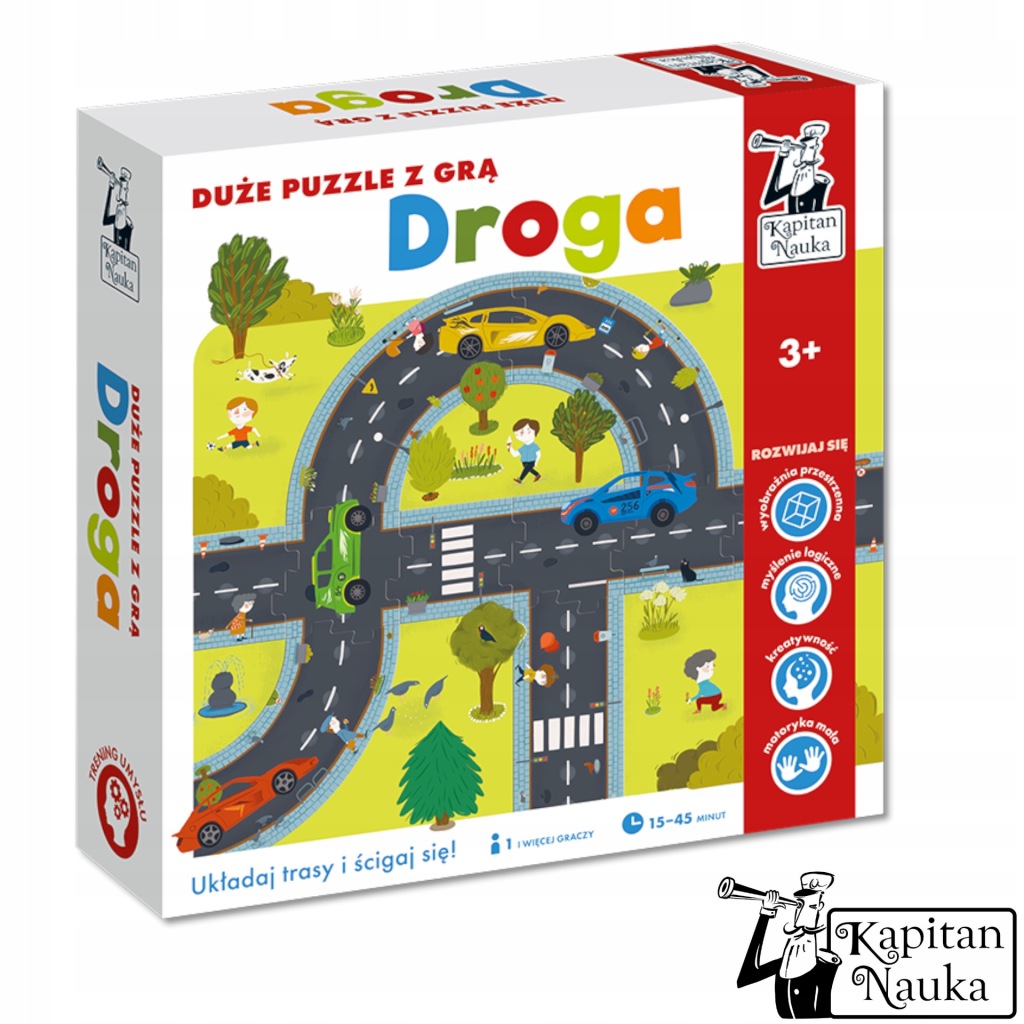 KAPITAN NAUKA GRA EDUKACYJNA PUZZLE DROGA DLA DZIECI JEZDNIA SAMOCHODY