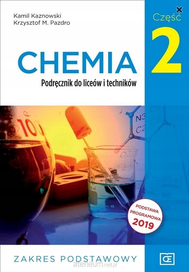 OKŁADKA NA PODRĘCZNIK CHEMIA 2 ZAKRES PODSTAWOWY LICEUM TECHNIKUM PAZDRO