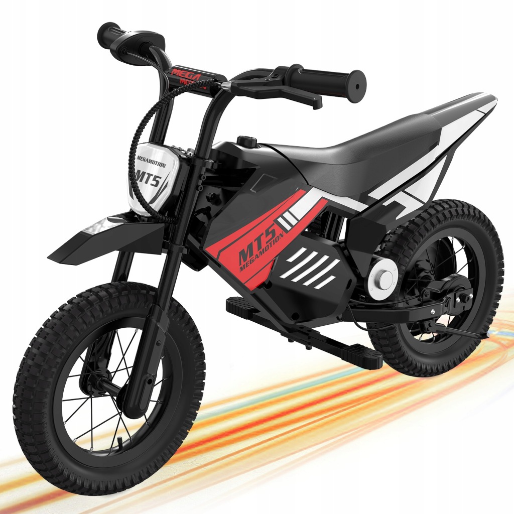 MT5 Elektryczny Motocykl dla Dzieci, Koła 12 cali, Akumulator 5,2Ah do 10km Zasięgu