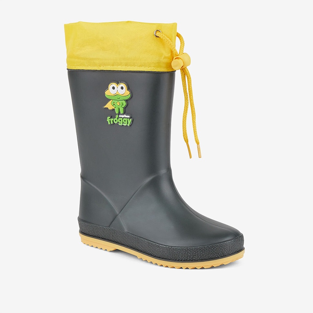 Kalosze dla dzieci COQUI RAINY COLLAR FUR Antracit/Yellow hero 29