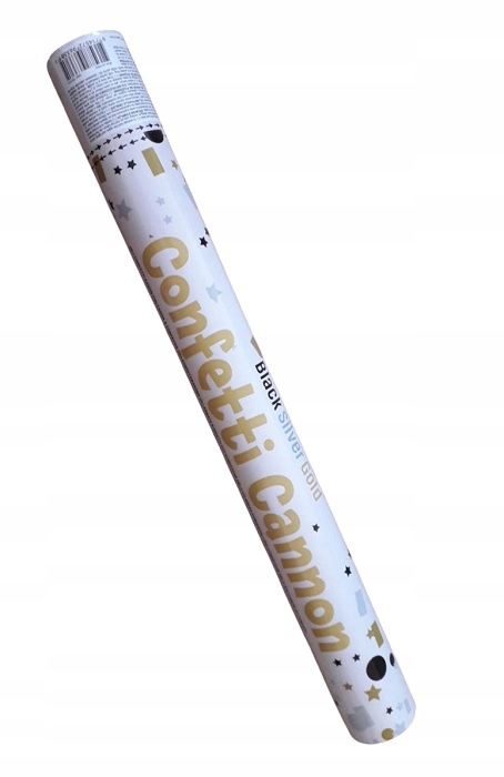WYRZUTNIA KONFETTI TUBA STRZELAJĄCA KONFETTI CZARNE, SREBRNE, ZŁOTE 37,5 cm