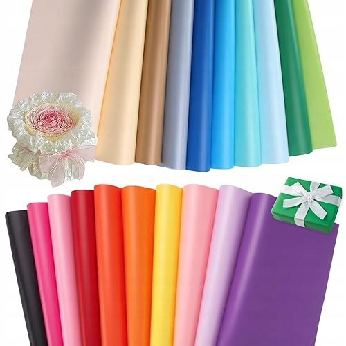 100 ARKUSZY PAPIERU BŁYSZCZĄCEGO W 20 KOLORACH 50 X 70 CM na urodziny
