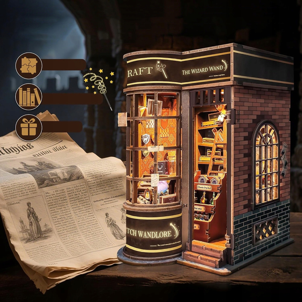 Book Nook Kit DIY Retro Miniaturowy Dom dla Dorosłych Puzzle 3D na Prezent