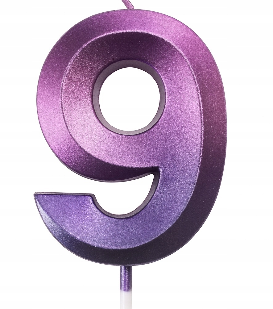 Fioletowo-różowa świeczka cyfra "9"