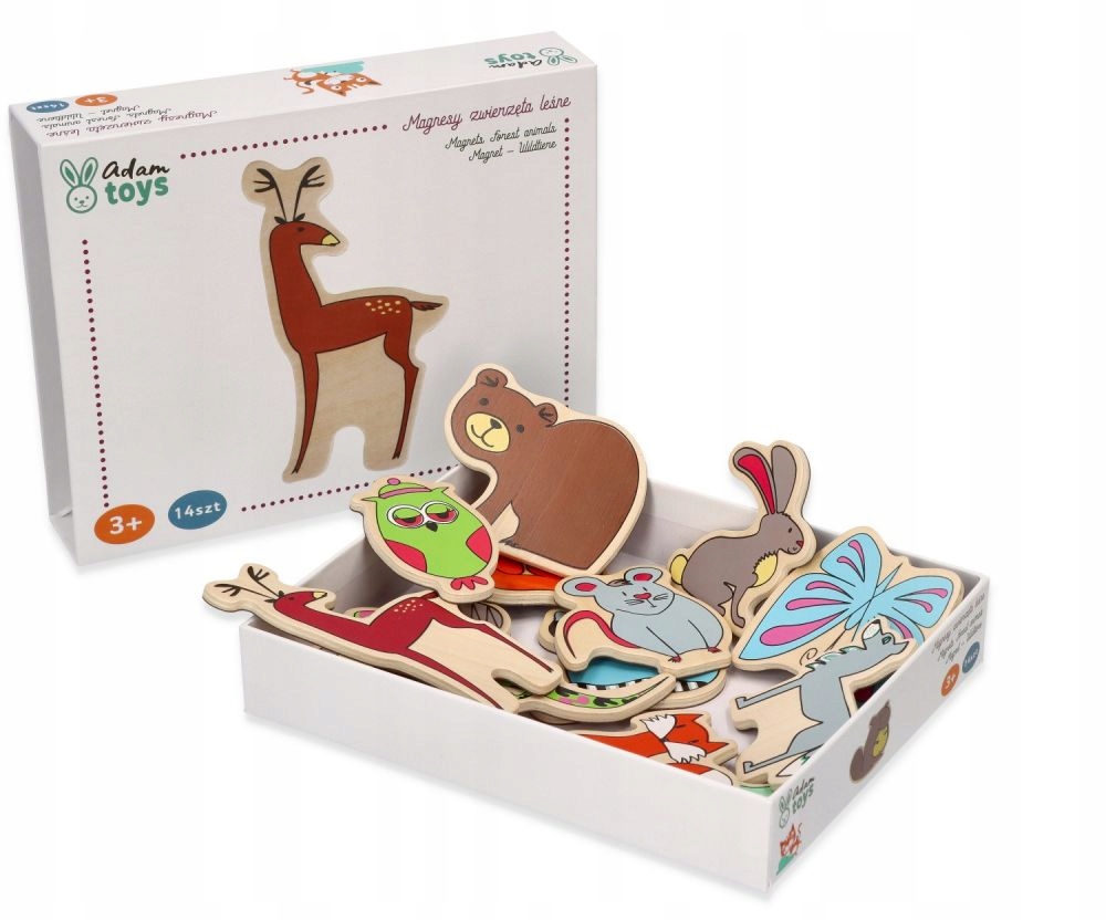 Magnesy drewniane Adam Toys zwierzęta leśne 14 sztuk