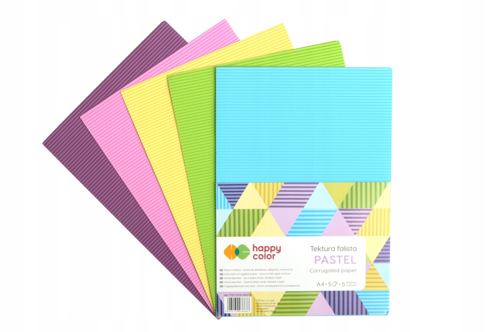 Tektura falista Happy Color fluo A4 5 kolorów 5 arkuszy