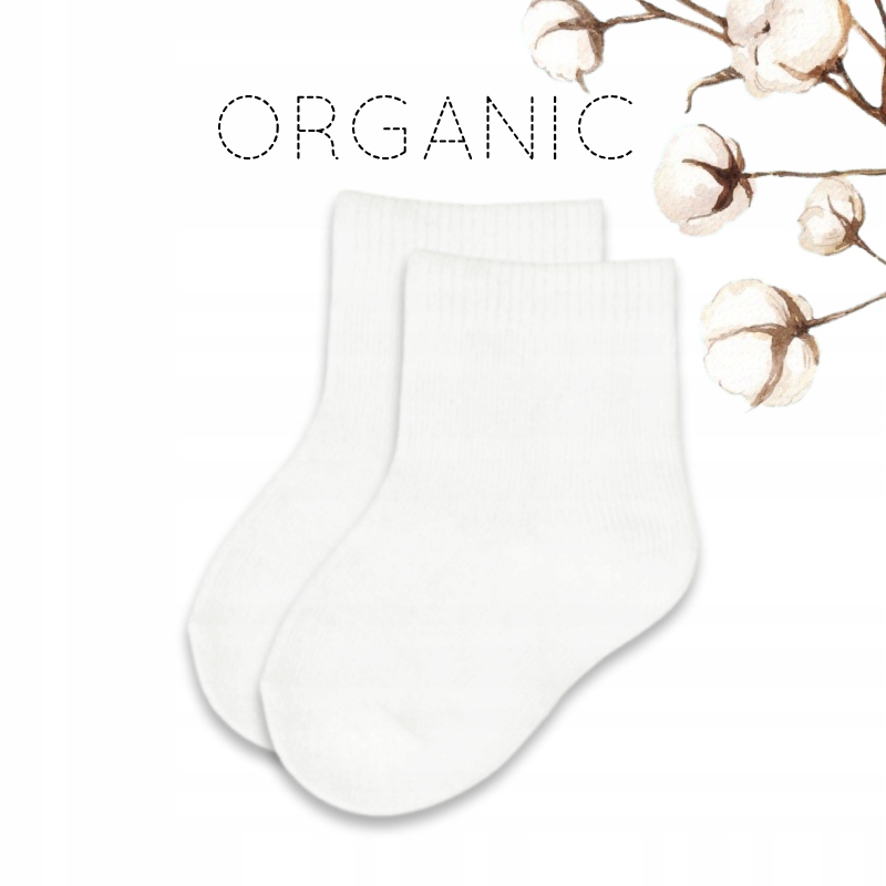 Skarpetki NIEMOWLĘCE ciepła biel ORGANIC COTTON bawełniane skarpetki 0 - 3