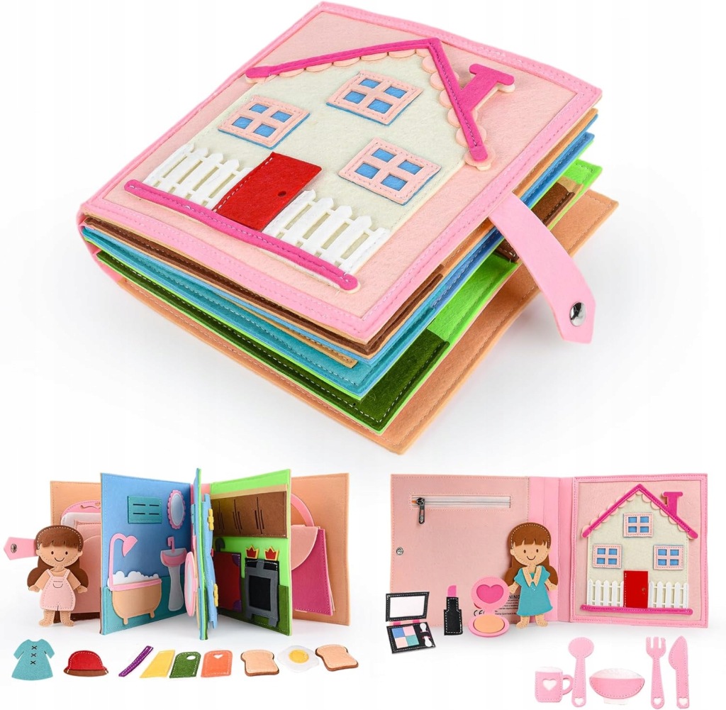 3D TABLICA MANIPULACYJNA SENSORYCZNA MONTESSORI FILCOWA KSIĄŻECZKA ZABAWKA