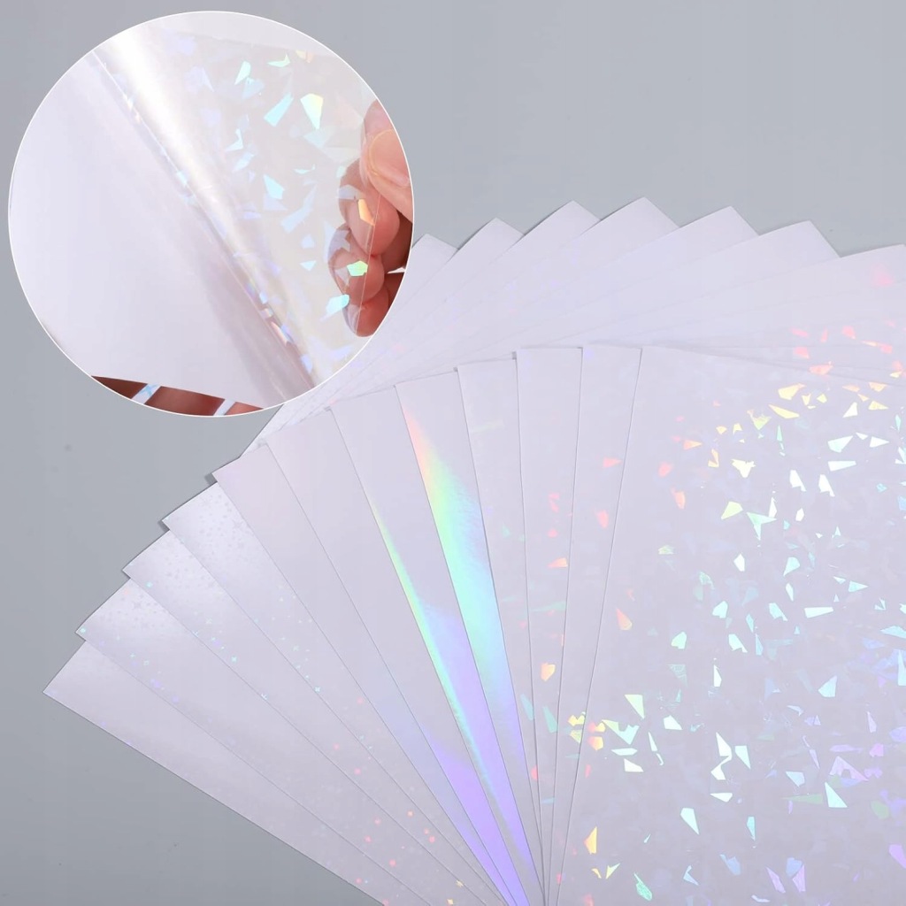 Papier holograficzny samoprzylepny A4 zestaw 12 szt. folia przezroczysta