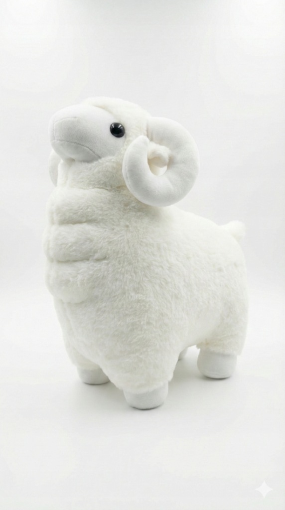 Maskotka Pluszak Baran Owca Biały Rogi Duży 35cm Prezent dla Dziecka