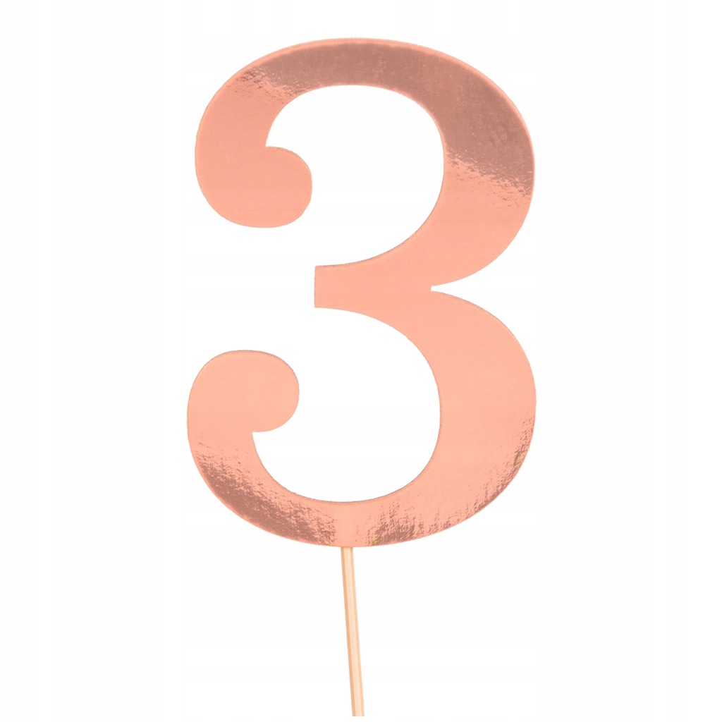 Topper Urodzinowy Na Tort Ozdoba Rose Gold Cyfra 3