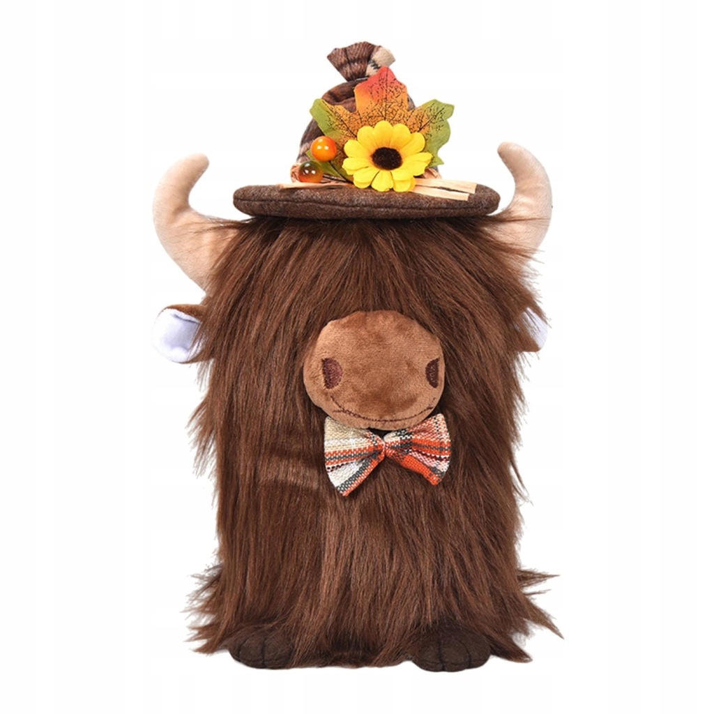 Wypchane zwierzę Highland Cow Ornament Gift Indoor Thanksgiving Day Chestnut