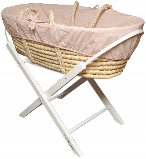 Cichoszki Zestaw Premium z pościelą Kosz + Materac 3cm + Stojak biały