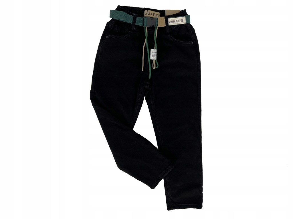SPODNIE JEANS chłopięce ocieplane czarne 164 (16)