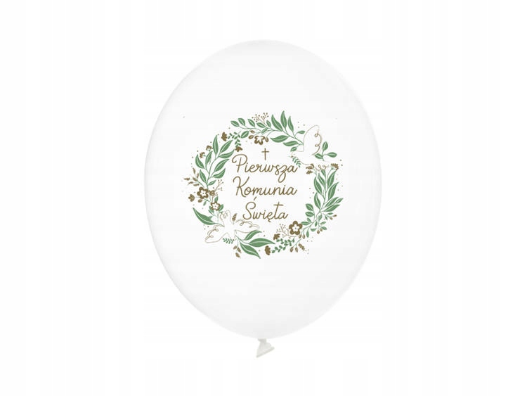 BALONY PASTELOWE BIAŁE 30CM 6 SZT.PIERWSZA KOMUNIA
