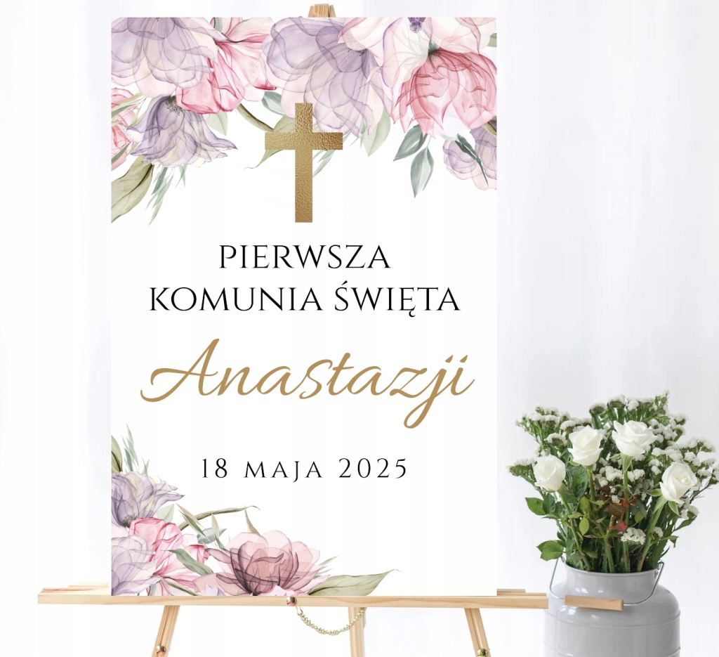 Tablica Powitalna Komunijna Dekoracja Sali - Pierwsza Komunia Święta