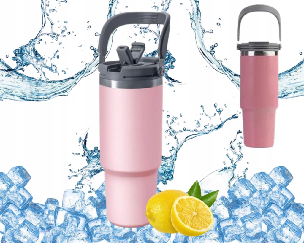 Kubek Termiczny do Auta Ze Słomką Ustnikiem Nieprzeciekający 900ml Termos