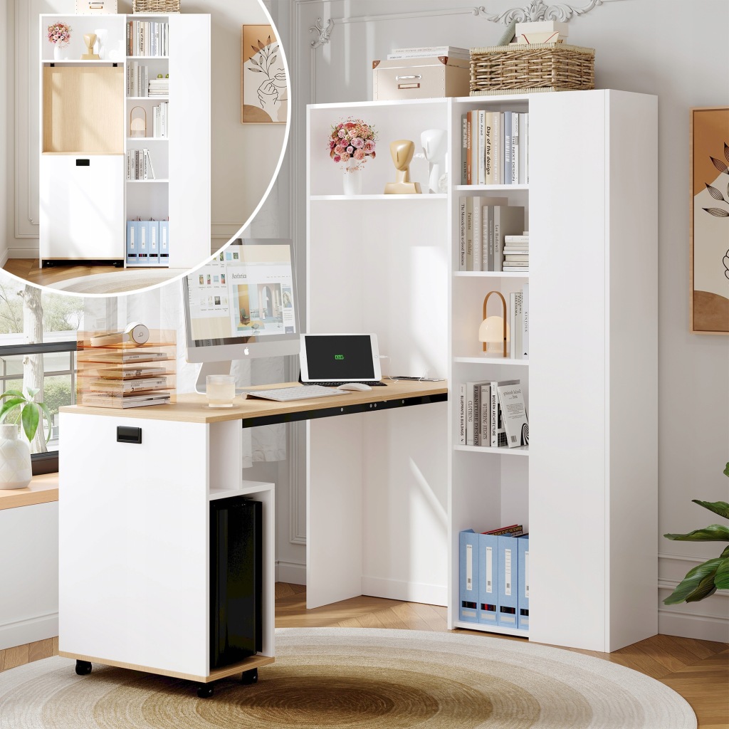Składany stół– półka i stolik 2 w 1 z gniazdami elektrycznymi i portami USB