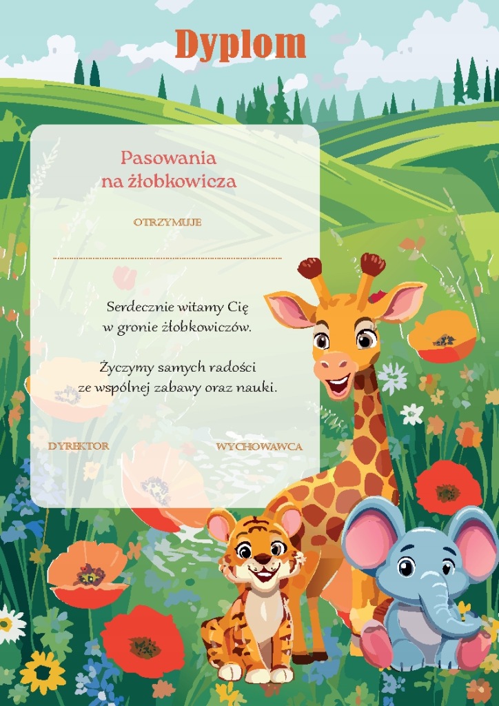 Dyplom Pasowanie na Żłobkowicza A4 – Pamiątka dla Dziecka ze Żłobka