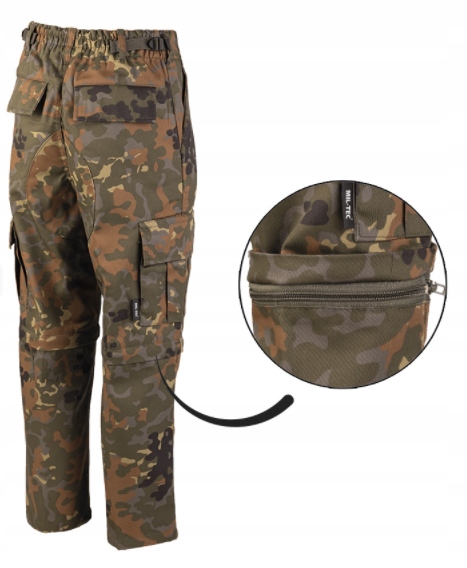 Spodnie dziecięce wojskowe bojówki moro Mil-Tec Zip-Off BDU - Flecktarn M