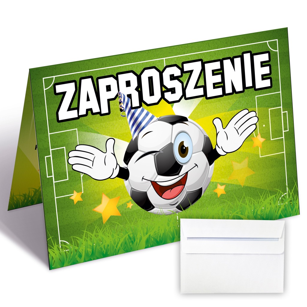 Zaproszenie urodzinowe zielone piłka nożna 1 szt.